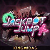Jackpot Jump card game icon with leaping card stacks and jackpot coins